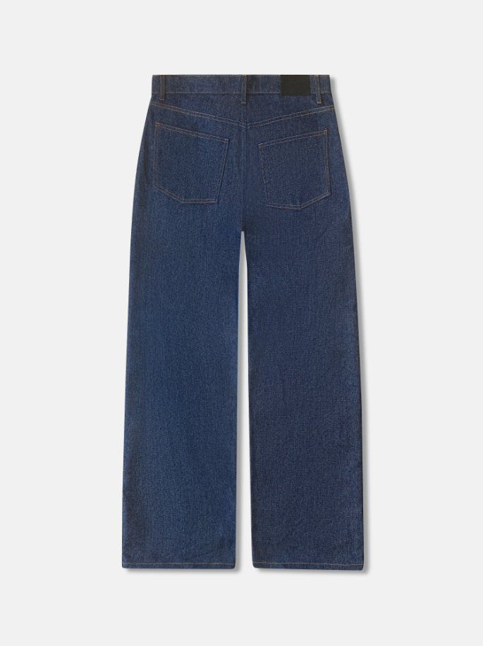 NAVY RAW DENIM WIDE LEG JEANS